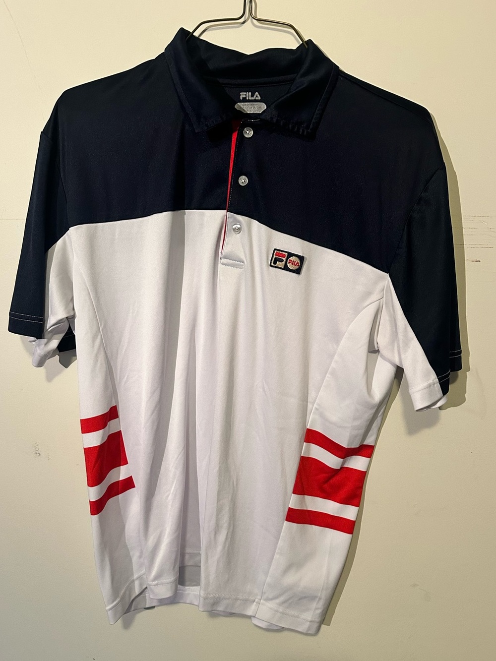 FILA Men’s Polo Shirt Size L Navy White Red